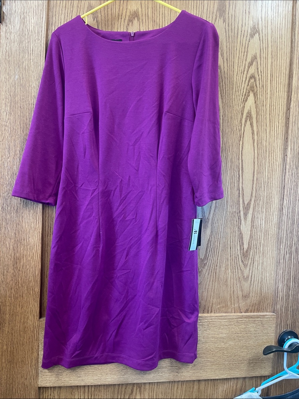 AB Studio Fuchsia Midi Dress with Boat Neck